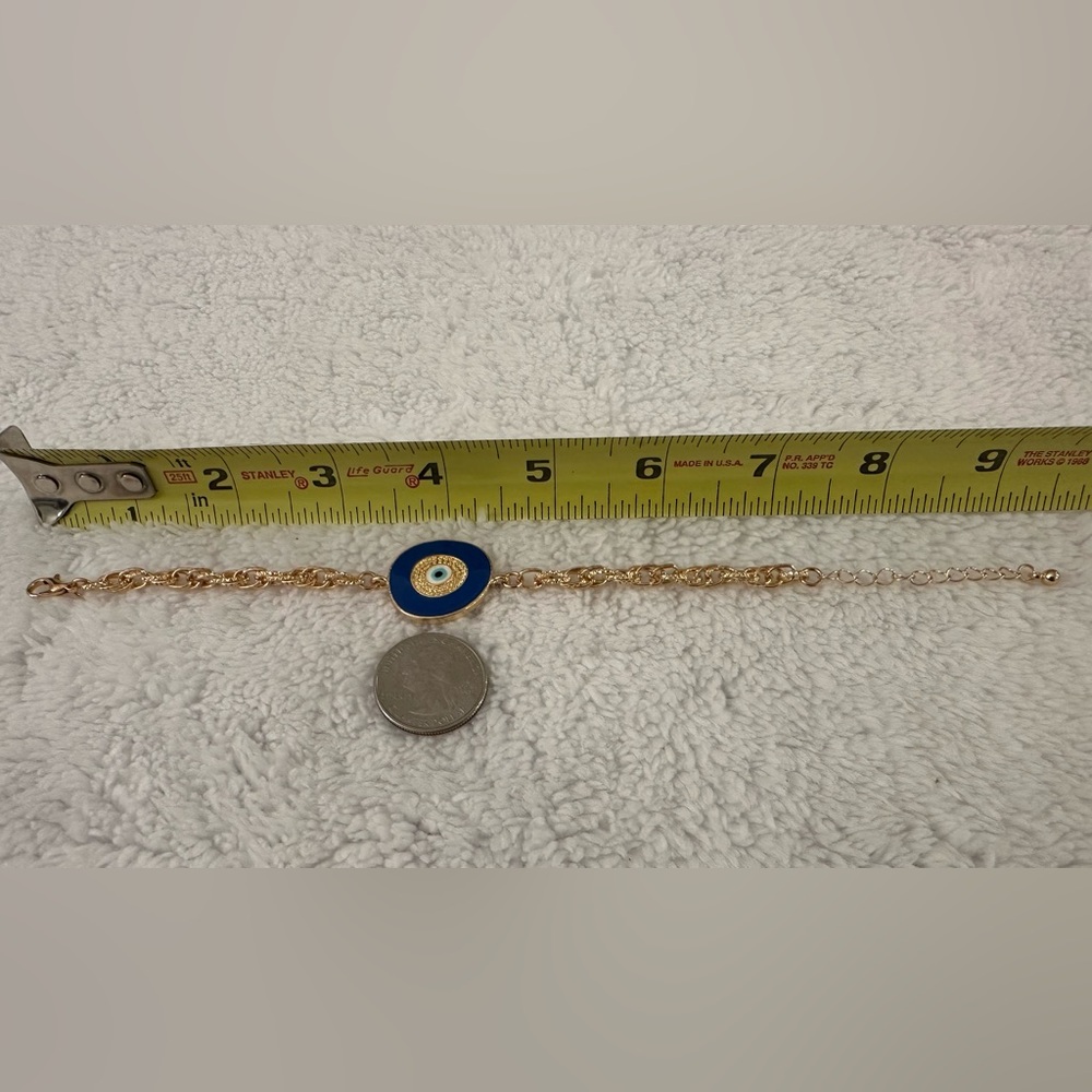 NWOT Gold Tone, Blue Eye Bracelet - Picture 5 of 7
